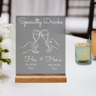 His & Hers Drinks - Special Wedding Drink Bar Sign