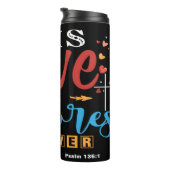 His Love Endures Forever Psalm 136:1 Thermosbeker (Geroteerd rechts)