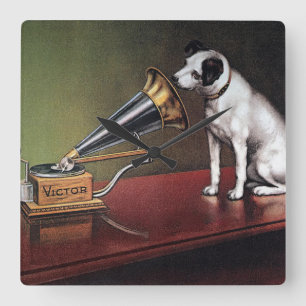 HIs Master's Voice Kleur Vierkante Klok