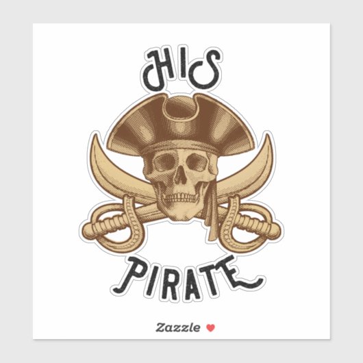 HIS Pirate Crossbones Skull & Sword Sticker (Vel)