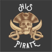 HIS Pirate  Skull & Sword Black Sticker (Voorkant)