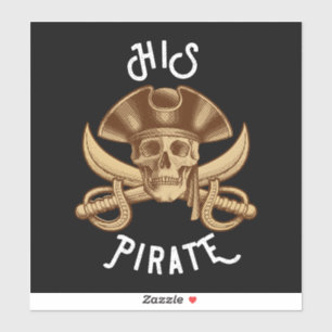 HIS Pirate  Skull & Sword Black Sticker