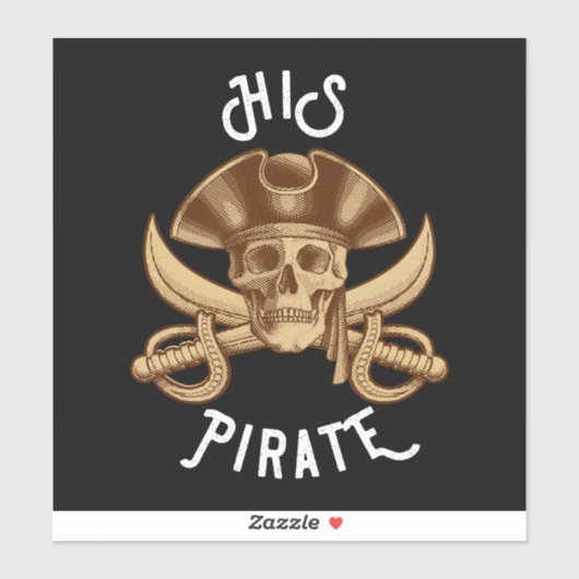 HIS Pirate  Skull & Sword Black Sticker (Vel)