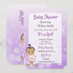 Hispanic babymeisje met teddybeer baby showier kaart