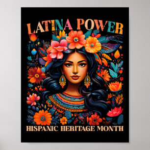 Hispanic Heritage Latina Power Flowers Women Girl Poster