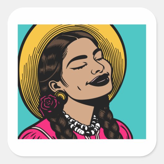 Hispanic Heritage Latina Woman Vierkante Sticker (Voorkant)