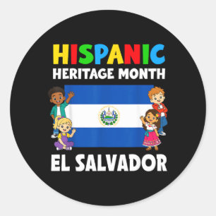 Hispanic Heritage Month El Salvador Vlag Jongens Ronde Sticker