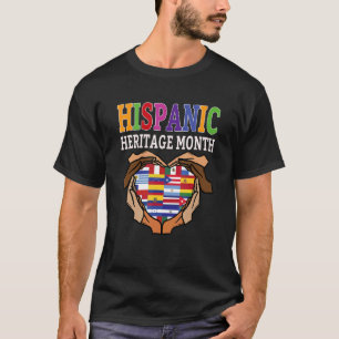 Hispanic Heritage Month Hands Heart Flags Mannen W T-shirt