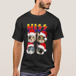 Hiss Funny Cats Kittens Rock Rockin Cats Santa Chr T-shirt