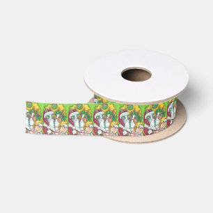 HISS N' FITZ CAT KISSING SANTA CHRISTMAS RIBBON LINT
