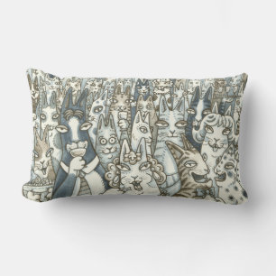 Hiss N' Fitz CAT PARTY LUMBAR PILLOW past aan Kussen