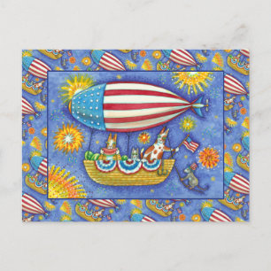 HISS N' FITZ CATS 4TH VAN JULY ZEPPELIN Funny Feestdagenkaart