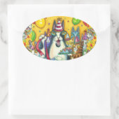 HISS N' FITZ CATS, KITTENS, MICE, FUNNY BIRTHDAY OVALE STICKER (Tas)