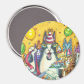 Hiss N' Fitz katten BIRTHDAY MAGNET Round *Customi Magneet (Voorkant / Achterkant)