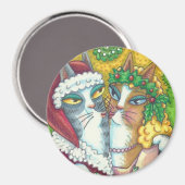 HISS N' FITZ KISSING CATS, SANTA CLAWS MAGNET MAGNEET (Voorkant / Achterkant)
