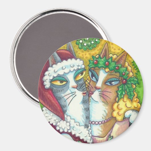HISS N' FITZ KISSING CATS, SANTA CLAWS MAGNET MAGNEET (Voorkant / Achterkant)