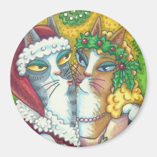 HISS N' FITZ KISSING CATS, SANTA CLAWS MAGNET MAGNEET