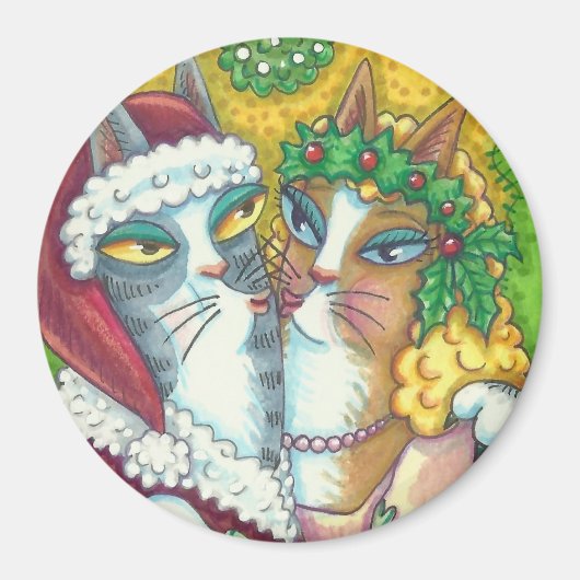 HISS N' FITZ KISSING CATS, SANTA CLAWS MAGNET MAGNEET (Voorkant)