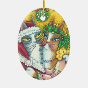 HISS N' FITZ KISSING CATS, SANTA CLAWS ORNAMENT