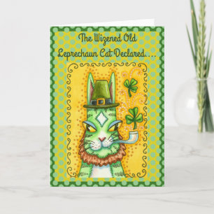 HISS N' FITZ LEPRECHAUN, ST. PADDY'S DAY FUNNY CAT FEESTDAGEN KAART