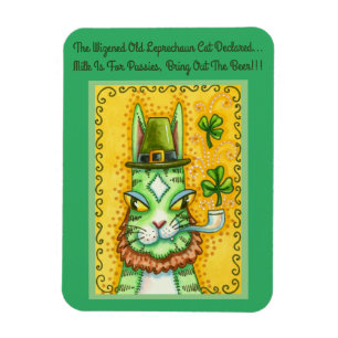 HISS N' FITZ LEPRECHAUN, ST. PADDY'S DAY FUNNY CAT MAGNEET