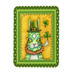 HISS N' FITZ LEPRECHAUN, ST. PADDY'S DAY FUNNY CAT MAGNEET