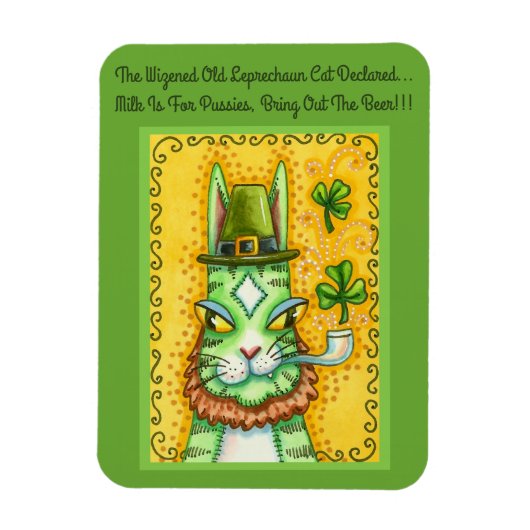 HISS N' FITZ LEPRECHAUN, ST. PADDY'S DAY FUNNY CAT MAGNEET (Verticaal)