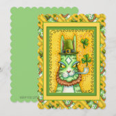 HISS N' FITZ LEPRECHAUN ST. PADDY'S FUNNY CAT Flat Feestdagenkaart (Voorkant / Achterkant)