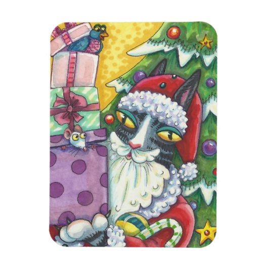 Hiss N'Fitz CAT PÈRE NOËL CHRISTMAS MAGNET (Vertical)