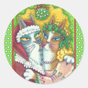 HISS N'FITZ KISSING CATS, PÈRE NOËL CLAWS STICKERS