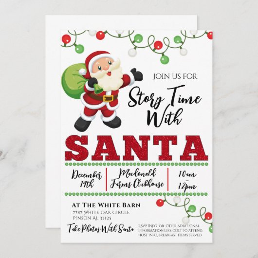 Histoire avec Père Noël Invitation (Devant / Derrière)