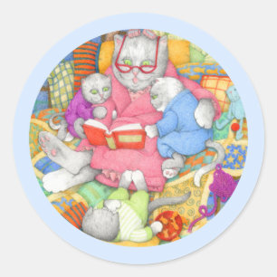 HISTOIRE DU LIT Petits Stickers Rond - Bleu