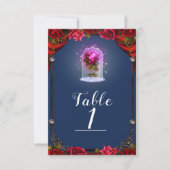 Histoire Élégante Roses Rouges Numéro de Table Ble (Devant)