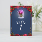 Histoire Élégante Roses Rouges Numéro de Table Ble (Debout devant)