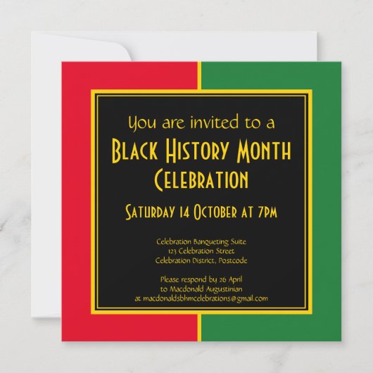 HISTOIRE NOIRE MOIS Fête BHM Invitation (Devant)