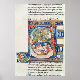 Historiated initiaal "A" die Daniel afschilderen Poster