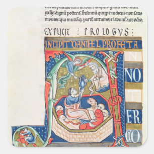 Historiated initiaal "A" die Daniel afschilderen Vierkante Sticker