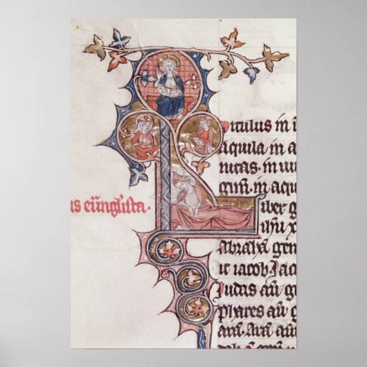 Historiated initiaal 'L' die structuur van Poster (Voorkant)