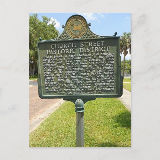 Historic District Marker Dade City Florida Briefkaart (Voorkant)