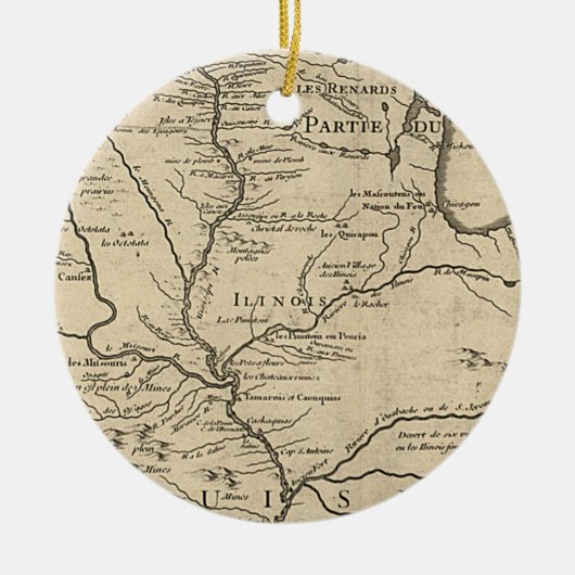 Historic Illinois Map van 1718 Keramisch Ornament (Voorkant)