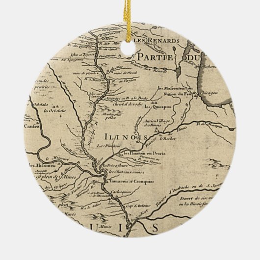 Historic Illinois Map van 1718 Keramisch Ornament (Achterkant)