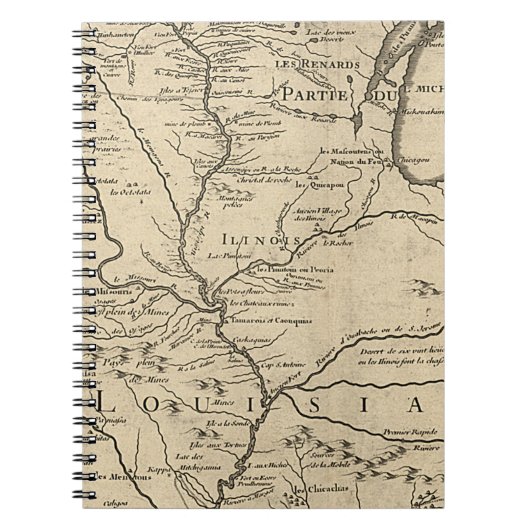 Historic Illinois Map van 1718 Notitieboek (Voorkant)