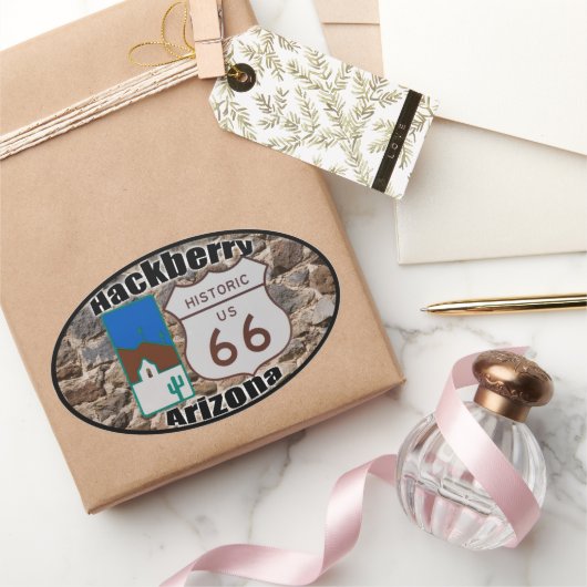 Historic US Route 66 Hackberry Arizona Ovale Sticker (Geschenken)