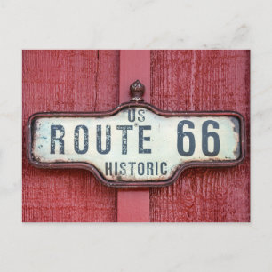 Historic US Route 66 Sign on Red Briefkaart