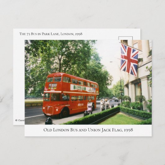 Historical London Bus on Park Lane, Londen, 1998 Briefkaart (Voorkant / Achterkant)