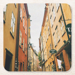 Historisch Gamla Stan, Oude Stad Stockholm Vierkante Kartonnen Onderzetter