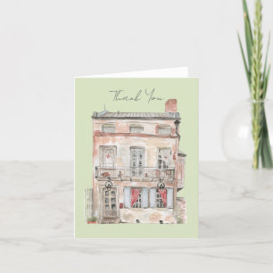 Historisch gebouw New Orleans Aquarel Bedankkaart