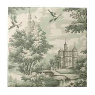 Historisch groen Frans landschap toilepatroon Tegeltje