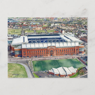 Historisch Ibrox-stadion Glasgow Aquarel Kunst Briefkaart