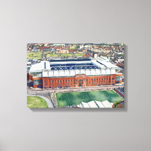 Historisch Ibrox-stadion Glasgow Aquarel Kunst Canvas Afdruk